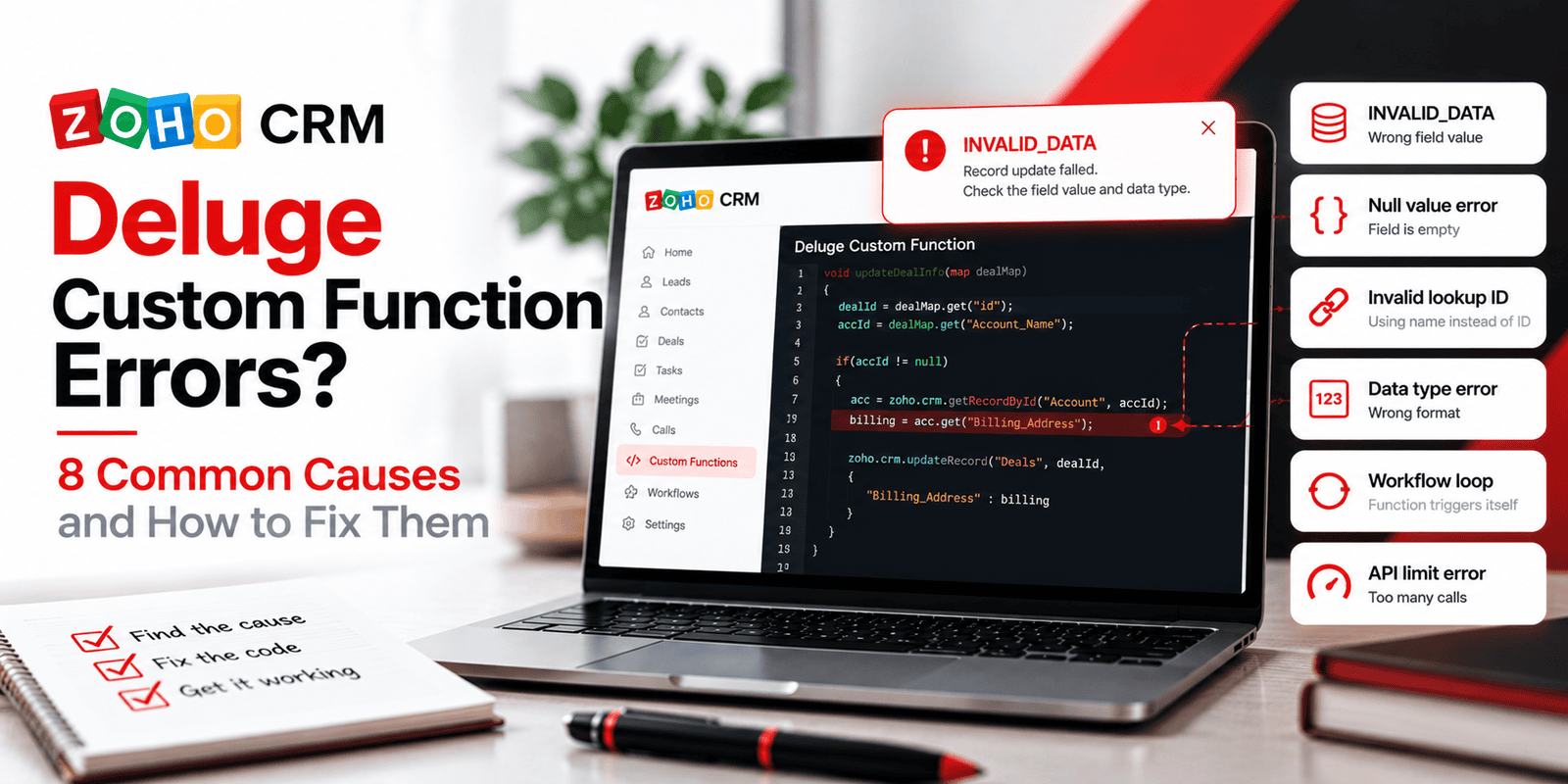 Zoho CRM Deluge Errors: 8 Common Causes and Fixes
